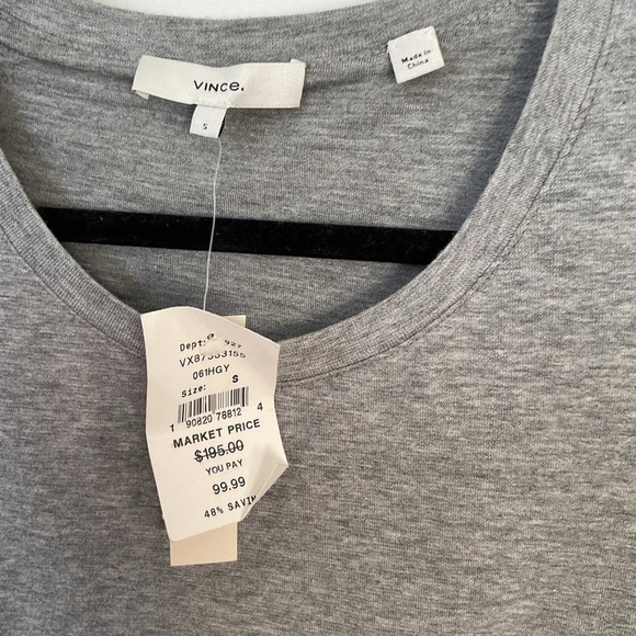 Vince Side Tie Cotton t shirt  Dress small gray - Picture 6 of 7